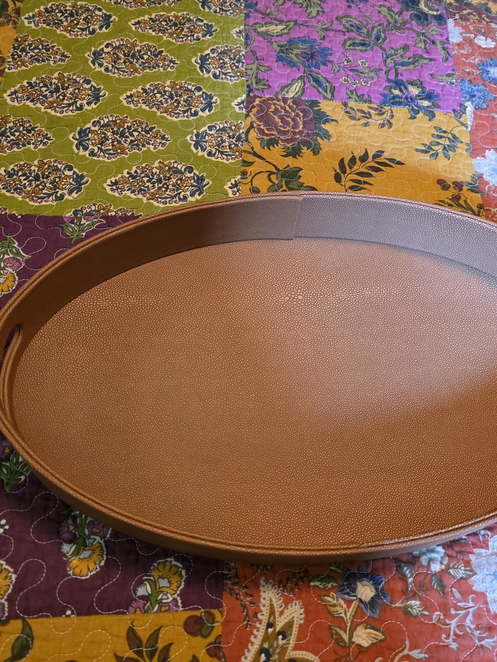 Threshold ShagreenTan Faux-Leather Serving Tray - Stylish Home Kitchen Accessory
